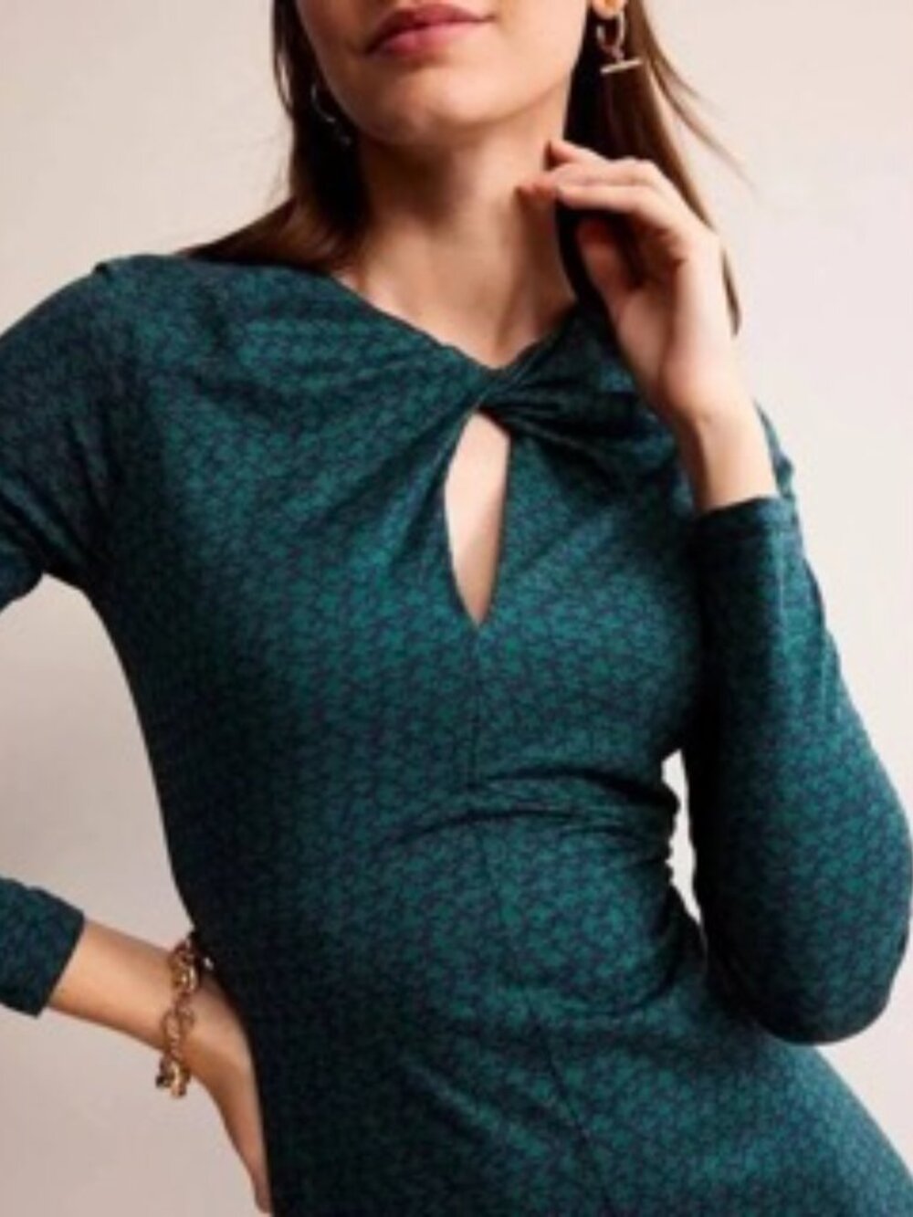 BODEN Empire Knot Midi Dress, Size 10P in Lily Sprig